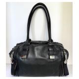 B Makowsky Black Leather Bag Satchel Lining Clean,