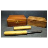 Floating Fishing Knife & Two Small Wood Boxes