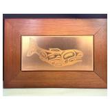 Roxana Leask Salmon & Eagle Etched Copper Plaque