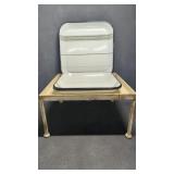 White Metal Plant Stand & 4 Porcelain Enameled