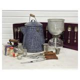 Vintage Kitchenware Box Lot , Graniteware Coffee