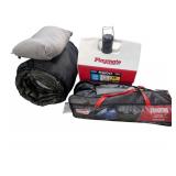 Box Lot Camping Supplies, Tent, Sleeping Bag,