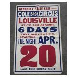 Vtg Kentucky State Fair Cole Bros Circus Poster