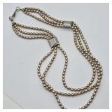 PEARL NECKLACE WITH STERLING SILVER ACCENTS
