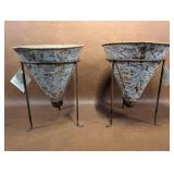 NOS Metal Cone Planters