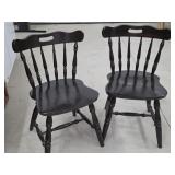 Two Black Wood Side Chairs
