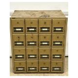 16 POST OFFICE BOXES IN METAL CABINET UNIT WITH
