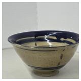 S. PARKER STONEWARE BOWL COBALT BLUE GLAZE 7"