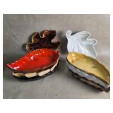 Frankoma Ceramic Leaf Shaped Dishes +