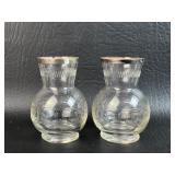 Small Crystal Vases w/ 830 Silver Band