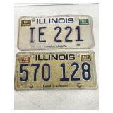 2 Vintage Illinois License Plates 80ï¿½s