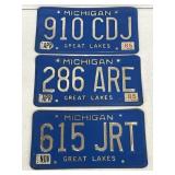 3 Vintage Michigan License Plates 80s