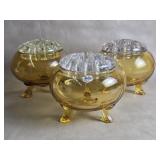 Viking Glass Flowerlite Rose Bowls W/ Flower