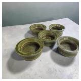 Box Lot , Five Green Glazed Earthenware Planters