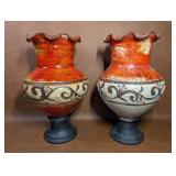 2 Mexican Style Floor Vases