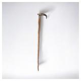 Vintage Carved Wood Walking Stick w/ Horn Handle
