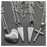 4- STERLING SILVER CHAIN NECKLACES W/ STERLING