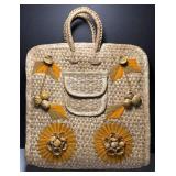 Vintage Fidepal Palm Leaf Tote w Embroidery &