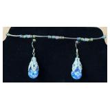 .925 Dangle Earrings w/ Glass Bead Bracelet