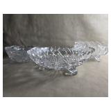 Vtg Cut Crystal Footed Glass Bowls Candy Dishes
