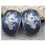 Siam Sterling Niello Thai Dancer Earrings 7.26g