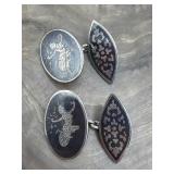 Siam Sterling Niello Goddess Cufflinks  8.45g