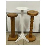 3 WOOD PLANT STANDS PEDESTALS