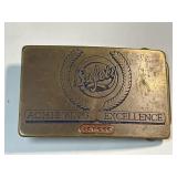 Vintage Conoco Oil Safety Brass Belt Buckle