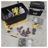 Tub of Misc. Tools w/ Hardware & Cooler
