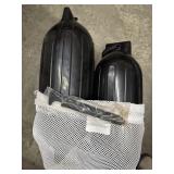2 Black Boat Fender Bumper Dock Buoys w/ Mesh Bag