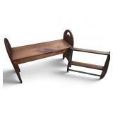 Vtg Pine Bench & Wall Shelf