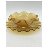 ITALIAN COLONY AMBER WAFFLE GLASS DESSERT BOWL &