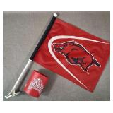 Arkansas Razorbacks Mini Flag & Can Cooler