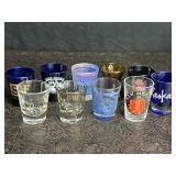 10 SOUVENIR SHOT GLASSES ALASKA, NEW MEXICO, ST.