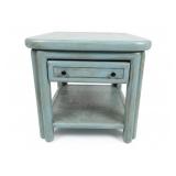Shabby Chic Distressed Teal Solid End Table