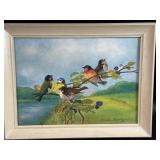 Signed/ Framed Art Bird in Limb