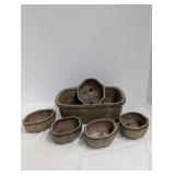 6- BONSAI TREE POTS VANILLA GLAZE