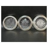 3 Sterling & Glass Vintage Coasters