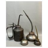4 Vintage Metal Oilers / Oil Cans
