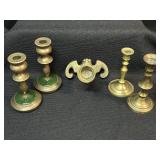 Vintage Brass Candlesticks, Feng Shui Bat ,