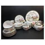 Kutani Geisha Lithophane Japanese Tea Set of 6