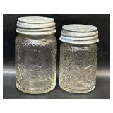 2 Jumbo Peanut Butter Jars w/ Elephant Vintage 10