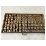 Printers Drawer w/ Letterpress Symbols, Letters,