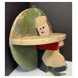 1948 Kitchen Folk Art Shelf Chef/Baker w Pot