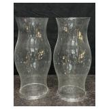 2 CLEAR GLASS HURRICANE LAMP SHADE CHIMNEYS