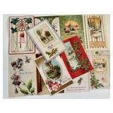 11 Antique Postcards Christmas/ New Years/