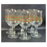 6 VTG Arbyï¿½s Holly Berry Stemmed Glasses