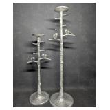 Piaf Silver Style Pillar Candle Holders , Bird &