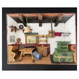Charming Folk Art Diorama Originally Wired w
