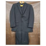 Ralph Lauren 3 Piece Suit Gray Pinstripe 42L